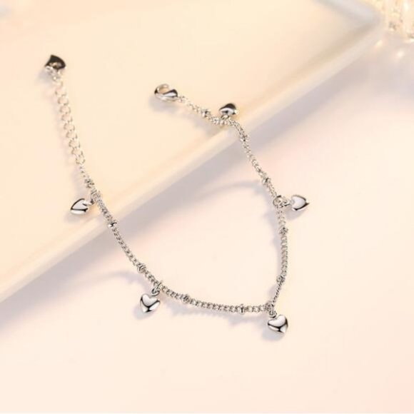 NEW 925 Sterling Silver Simple Heart Bracelet - Picture 5 of 8